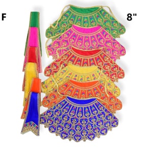 2 Pcs Mataji Poshak Lehenga Set: Threadwork Deities Dress (8-9.75&quot;)