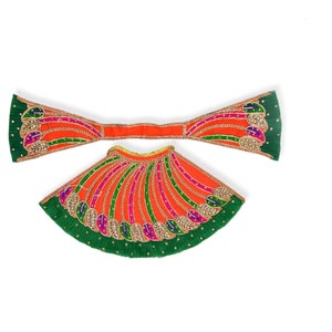 2pcs size 6.5&quot; and 5.75&quot; lehenga, Poshak for Mataji , mataji dress , clothes for deities , Navratri , sherawali mata.