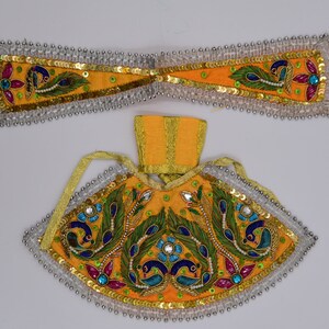 3pcs Mataji Poshak: Handworked Deity Dress (3.5&quot;-7&quot;)