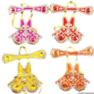 2 pcs Velvet Mataji Poshak: 2&quot; Deity Dress Lehenga