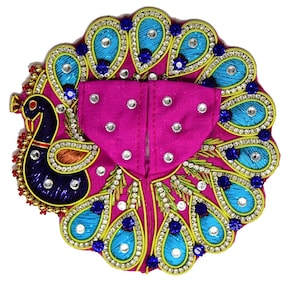 Laddu Gopal Dress (Size 1, 5&quot; Diameter): Handmade Krishna Vastra Poshak with Pagadi
