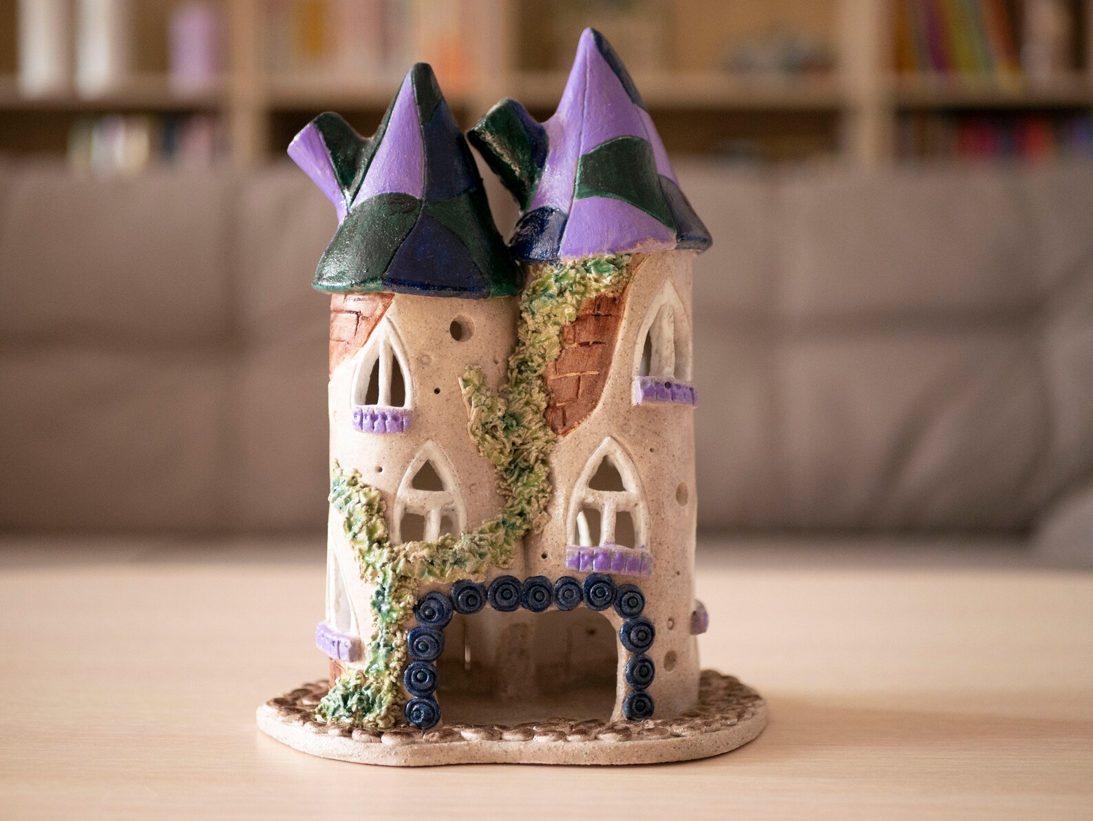 Decorative tealight candle holder. Ceramic castle. Candle Etsy