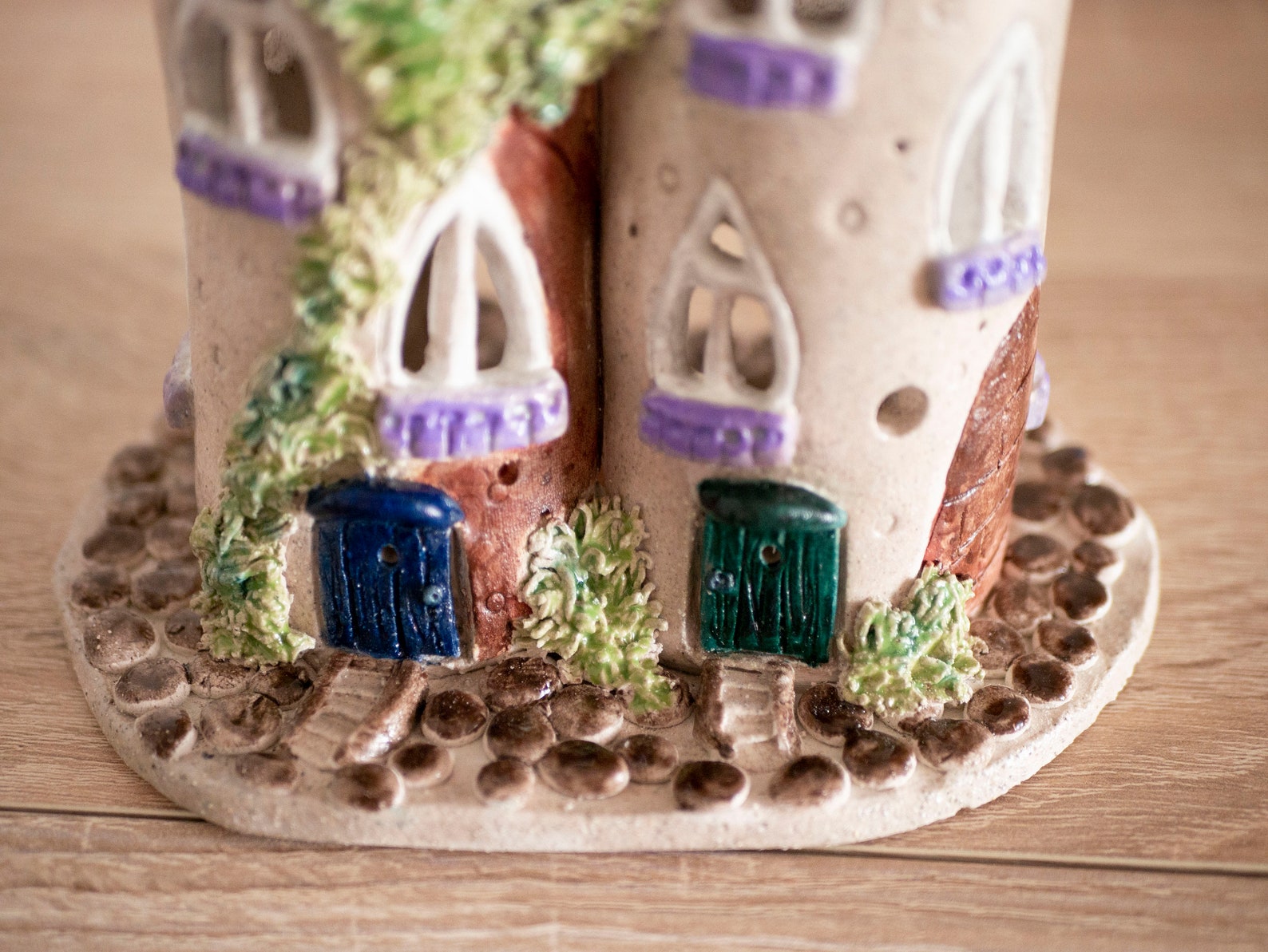 Decorative tealight candle holder. Ceramic castle. Candle Etsy