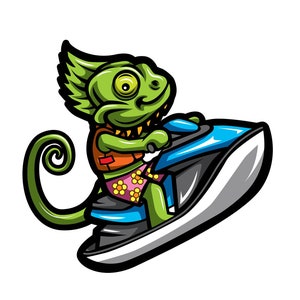Jet Ski Chameleon SVG / SVG Cut File / Car Decal SVG / Instant Download / Printable vector clip art / Silhouette & Cricut