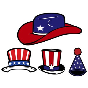 July 4 Hats Buy 3 Get 1 Free  SVG / Cut File / Car Decal SVG / Instant Download / Printable vector clip art / Silhouette & Cricut / Black