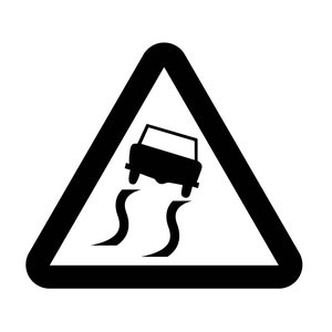 滑りやすい道路標識 SVG / SVG カット ファイル / 車用デカール SVG / 即時ダウンロード / 印刷可能なベクター クリップ アート / シルエット & クリカット / 黒