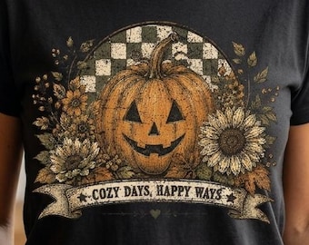 Vintage Fall Pumpkin PNG, Cozy Autumn Sunflower Jack O Lantern Design, Rustic Farmhouse Halloween Sublimation, Digital Download