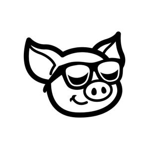 Pig with Sunglasses SVG / SVG Cut File / Car Decal SVG / Instant Download / Printable vector clip art / Silhouette & Cricut