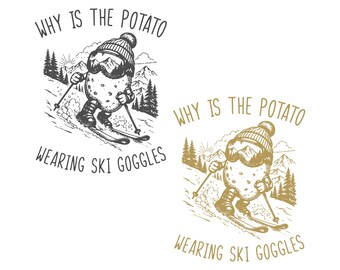 Funny Potato SVG PNG, Ski Goggles Cut File, Funny Food SVG, Vintage Potato Design