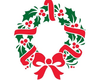 Christmas Wreath Decor Decorations SVG / Cut File / Decal SVG / Instant Download / Printable vector clip art / Silhouette & Cricut / Black