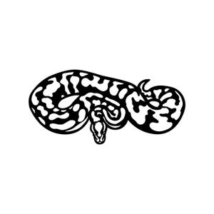 以下が含まれることがあります： 黒と白の蛇が螺旋状に巻かれたイラスト