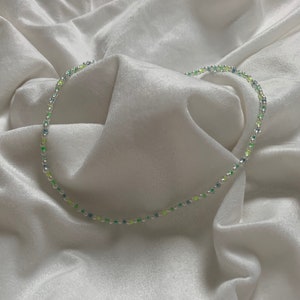 Green seed bead and pearl necklace | outer banks style