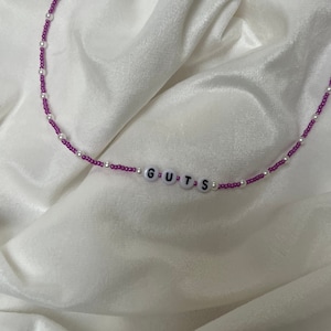 Olivia Rodrigo GUTS inspired purple and pearl beaded necklace / choker