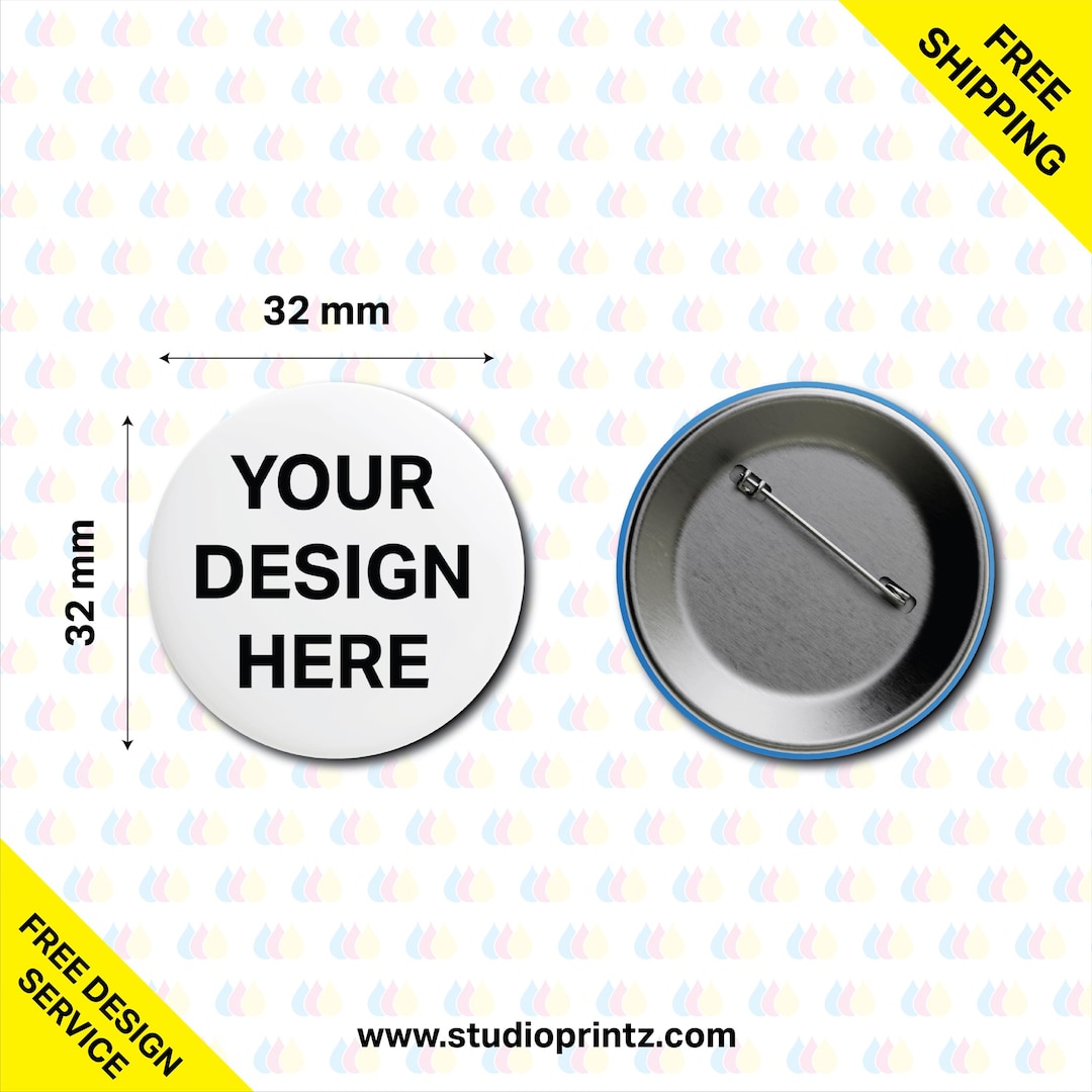 Customized Button Badges Personalised Button Badges - Customise Your Own Custom 32mm Round ...