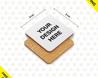 Posavasos personalizados con base de corcho: personalice sus propios posavasos redondos o cuadrados de 9 x 9 cm con cualquier imagen, texto o diseño