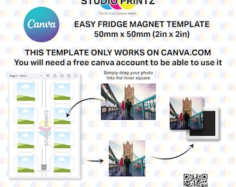 50mm Fridge Magnet Template (Canva) - 2 inches