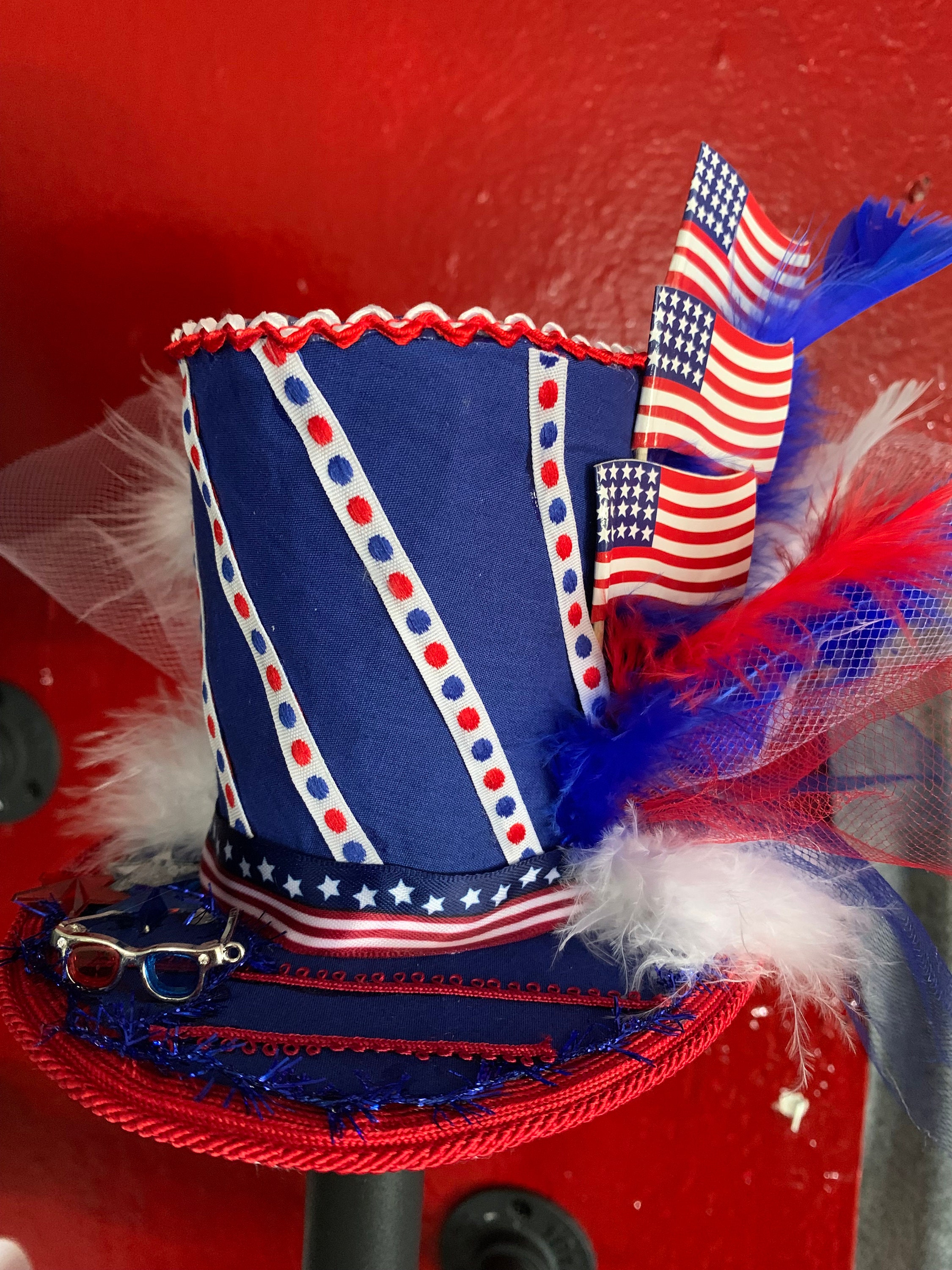 Fourth of July Mini Blue Top Hat Fascinator - Etsy display picture 1