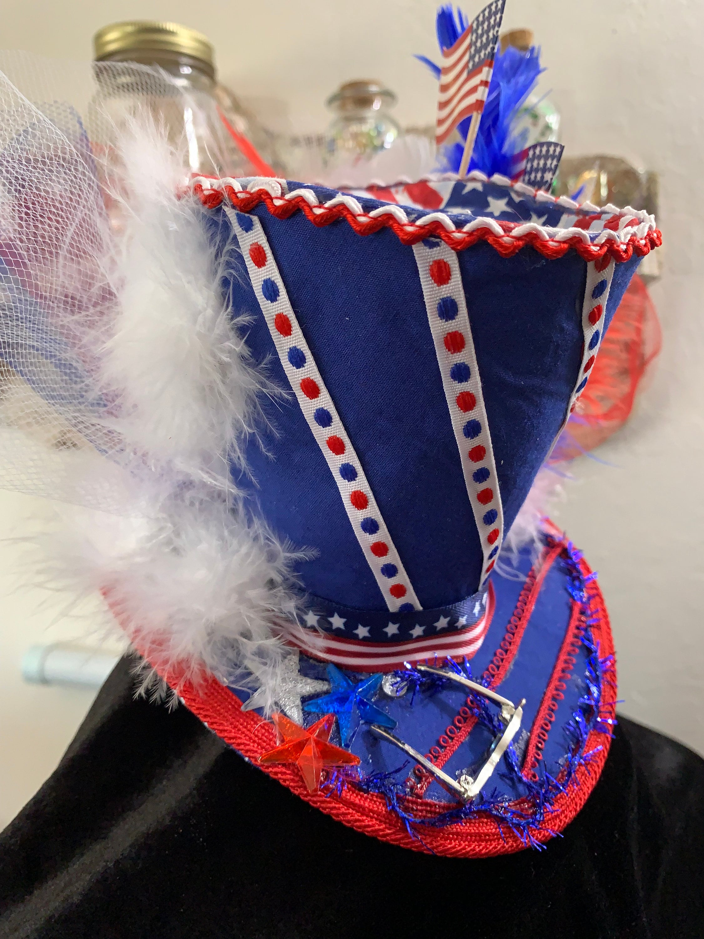 Fourth of July Mini Blue Top Hat Fascinator - Etsy