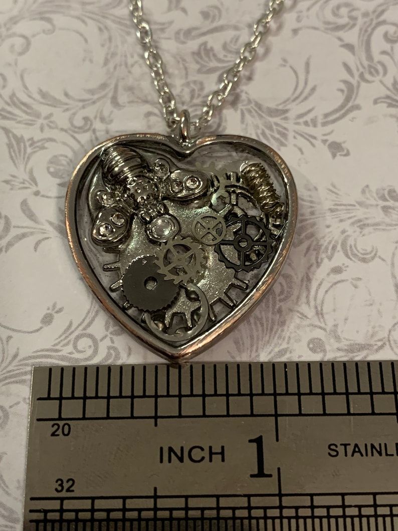 Silver steampunk Bee Heart necklace