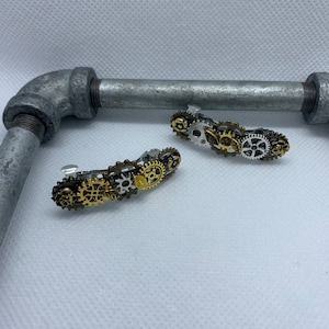 Tiny French Barrettes Hair clips Metal Steampunk