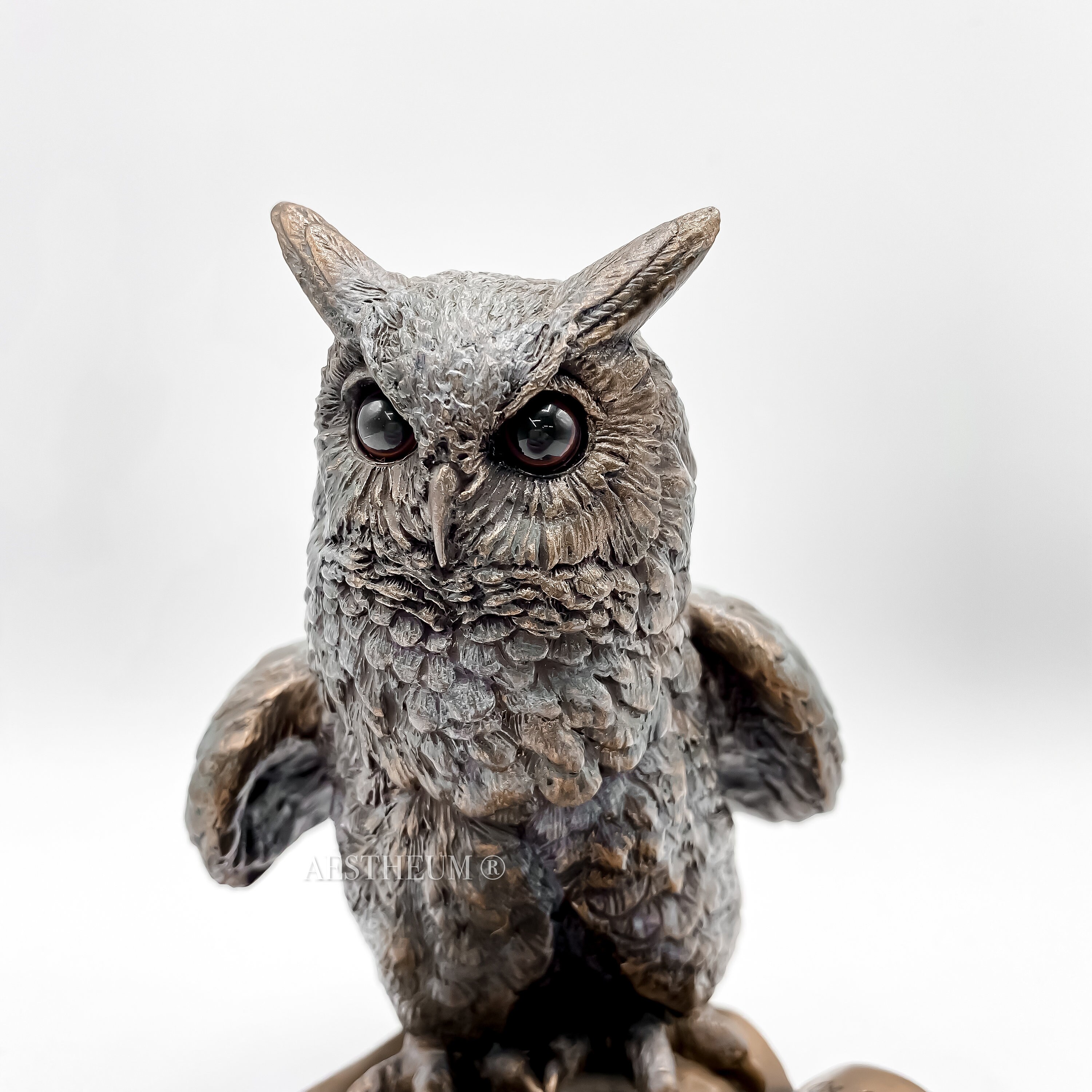 Scholarly Owl Figurine Sculpture Owl on Books Bronzed Statue Etsy
