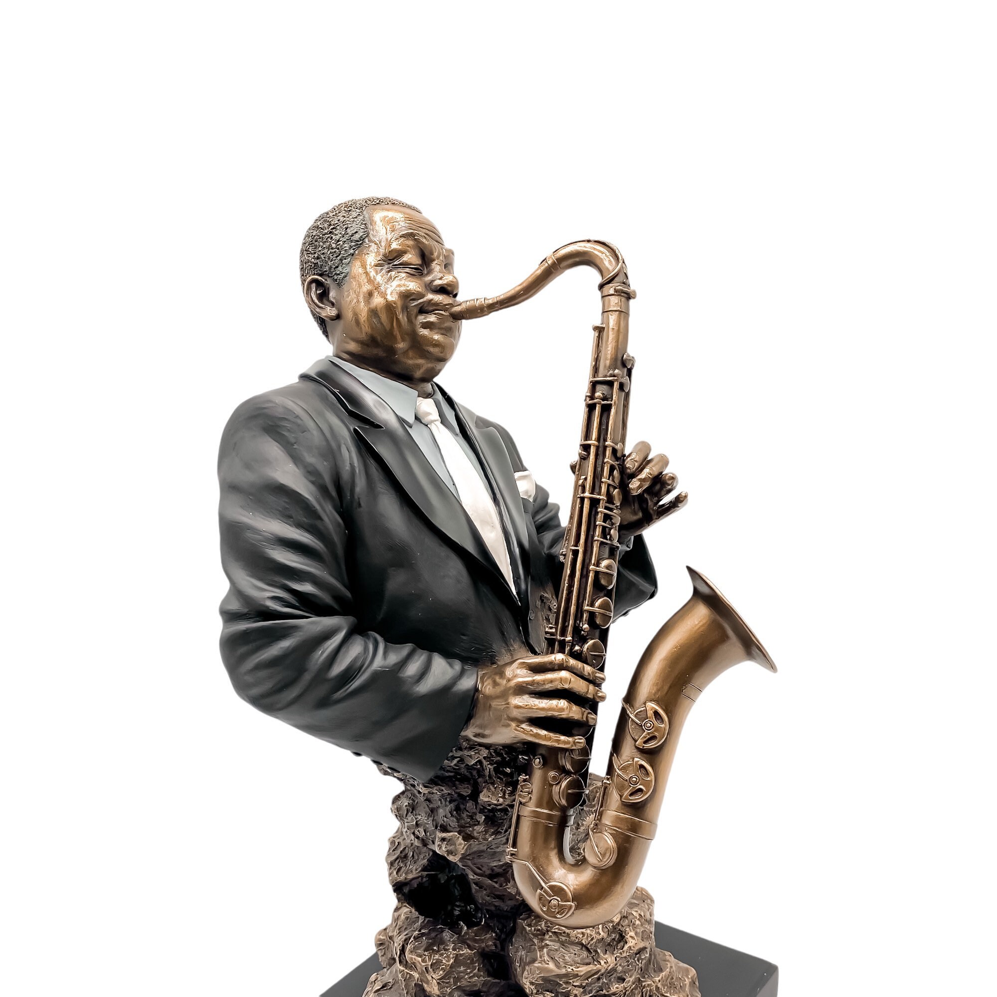 黒人 Jazz Sax Player ジャズ奏者 オブジェ 置物 Black Americana Jazz Musician Saxophone Player Figurine Home