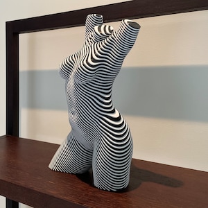 Kinetic Female Torso Sculpture - 'Roxanne' certified limited edition of 50 - light grey / black or crisp white / black - contemporary decor