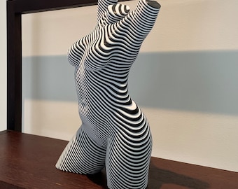 Kinetic Female Torso Sculpture - 'Roxanne' certified limited edition of 50 - light grey / black or crisp white / black - contemporary decor