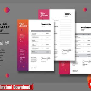 Professional Invoice Template Bundle: Editable Word & Google Docs (Digital Download)