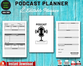 Editable Podcast Planner Template | Podcast Episode Organizer & Content Outline | Podcast Planning Worksheet | Digital Download Pdf Ppt Png
