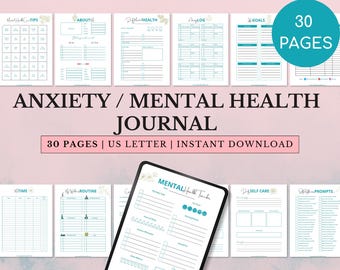 Anxiety / Mental Health Journal | Daily Self Care | About Me | Daily Log | Goals | Wellness Journal | Mood Tracker | Emotion Tracker & more