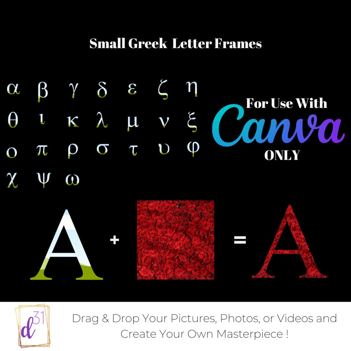 Greek Letter Canva Frames, Editable Canva Frame Designs, Etsy Greek Letter Canva Frames, Editable Canva Frame Designs, Etsy