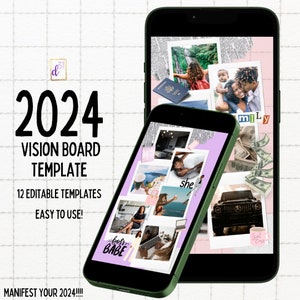 2024 Vision Board Phone Wallpaper Template DIY Vision Board DIY ...
