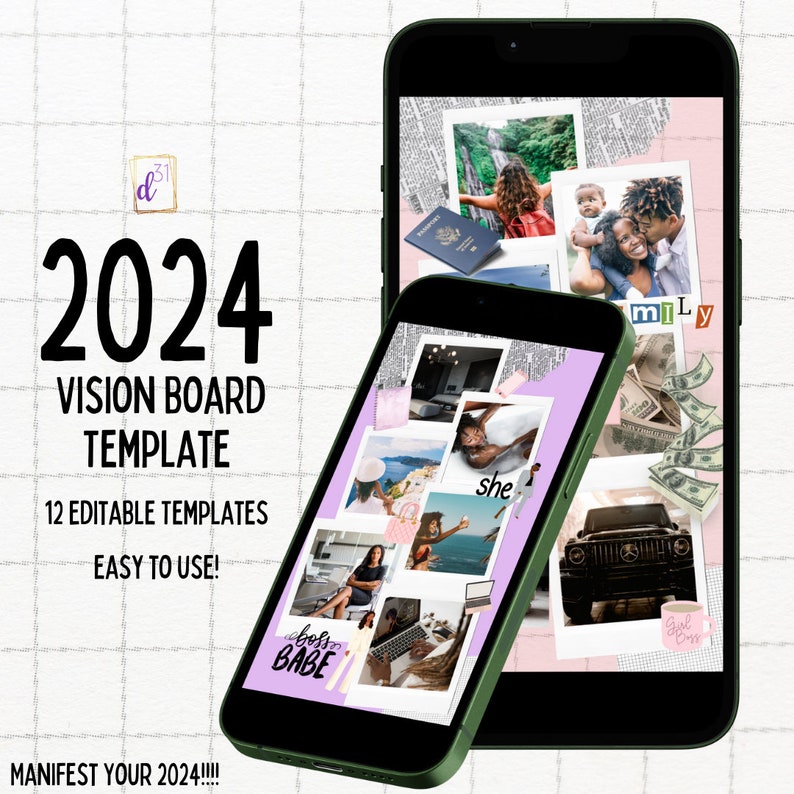 2024 Vision Board Phone Wallpaper Template DIY Vision Board DIY 2024 Vision Board Phone Wallpaper Template DIY Vision Board DIY