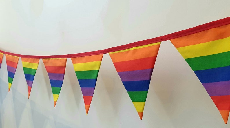 Handmade Rainbow bunting , Pride Bunting, Pride Decoration, Pride Flag, LBGTQ Decorations, Party Decor image 1