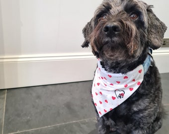 Valentines dog bandana, Over collar bandana, heart print dog bandana
