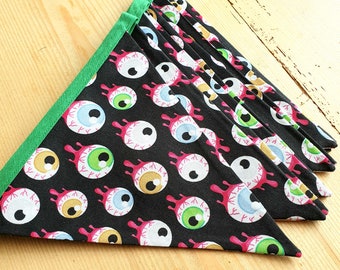 Halloween spooky eyeball bunting, handmade fabric bunting, Halloween party decoration