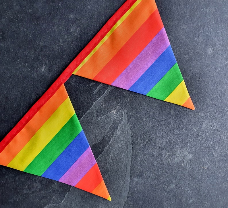 Handmade Rainbow bunting , Pride Bunting, Pride Decoration, Pride Flag, LBGTQ Decorations, Party Decor image 3