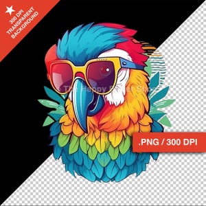 Clipart papugi | Ptak tropikalny PNG | Clipart tropikalny | Pobieranie cyfrowe | Clipart ptaka | 300 DPI | Bezpłatna reklama