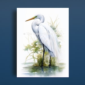 Printable Wall Art Coastal Decor Egret Bird Wall Art Print Decor Heron Print Coastal Living Wall Art Digital Prints