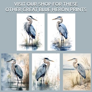 Blue Heron Watercolor Printable Art Coastal Bird Wall Decor Heron Wall ...