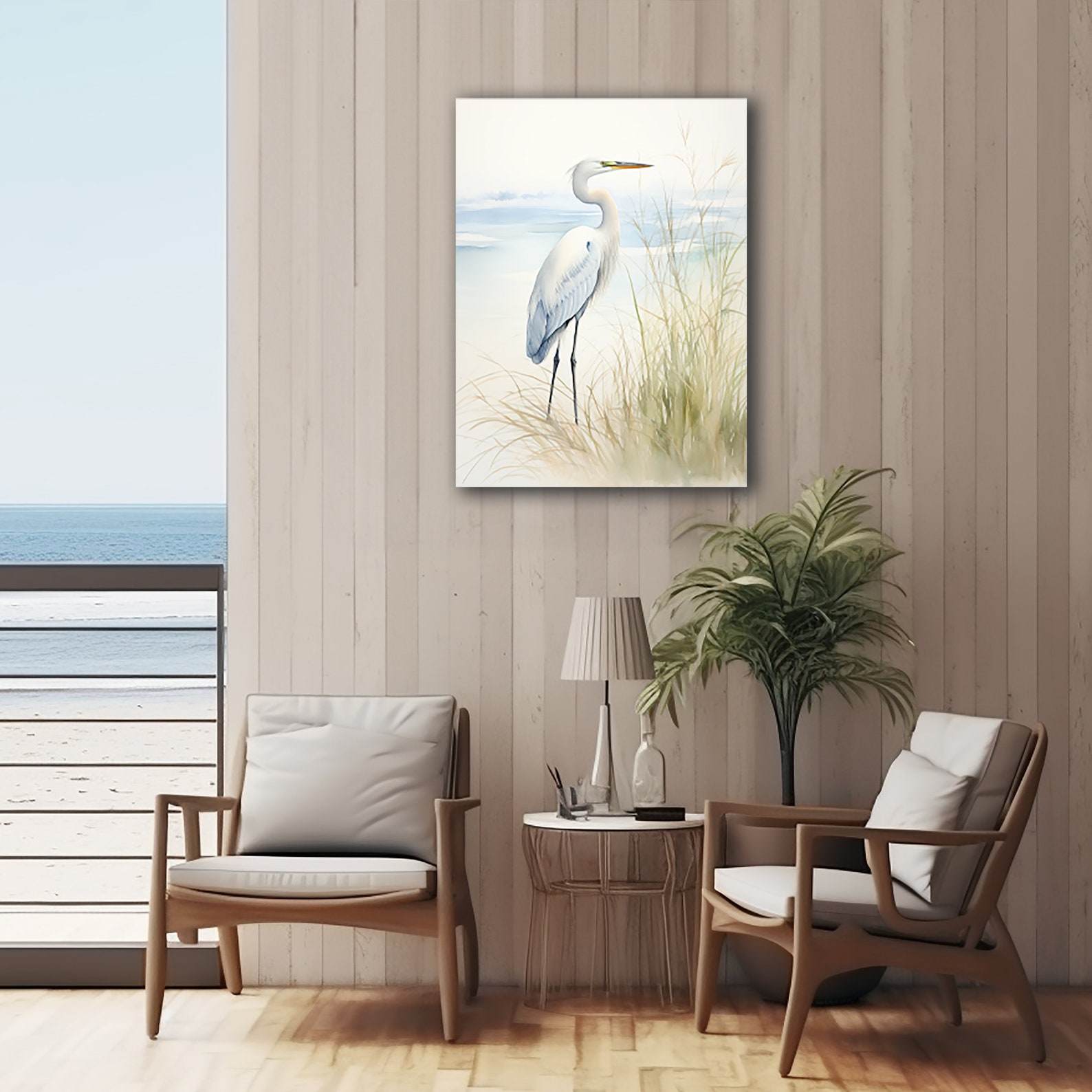 Printable Wall Art Egret Digital Download Heron Art Bird Print Coastal ...
