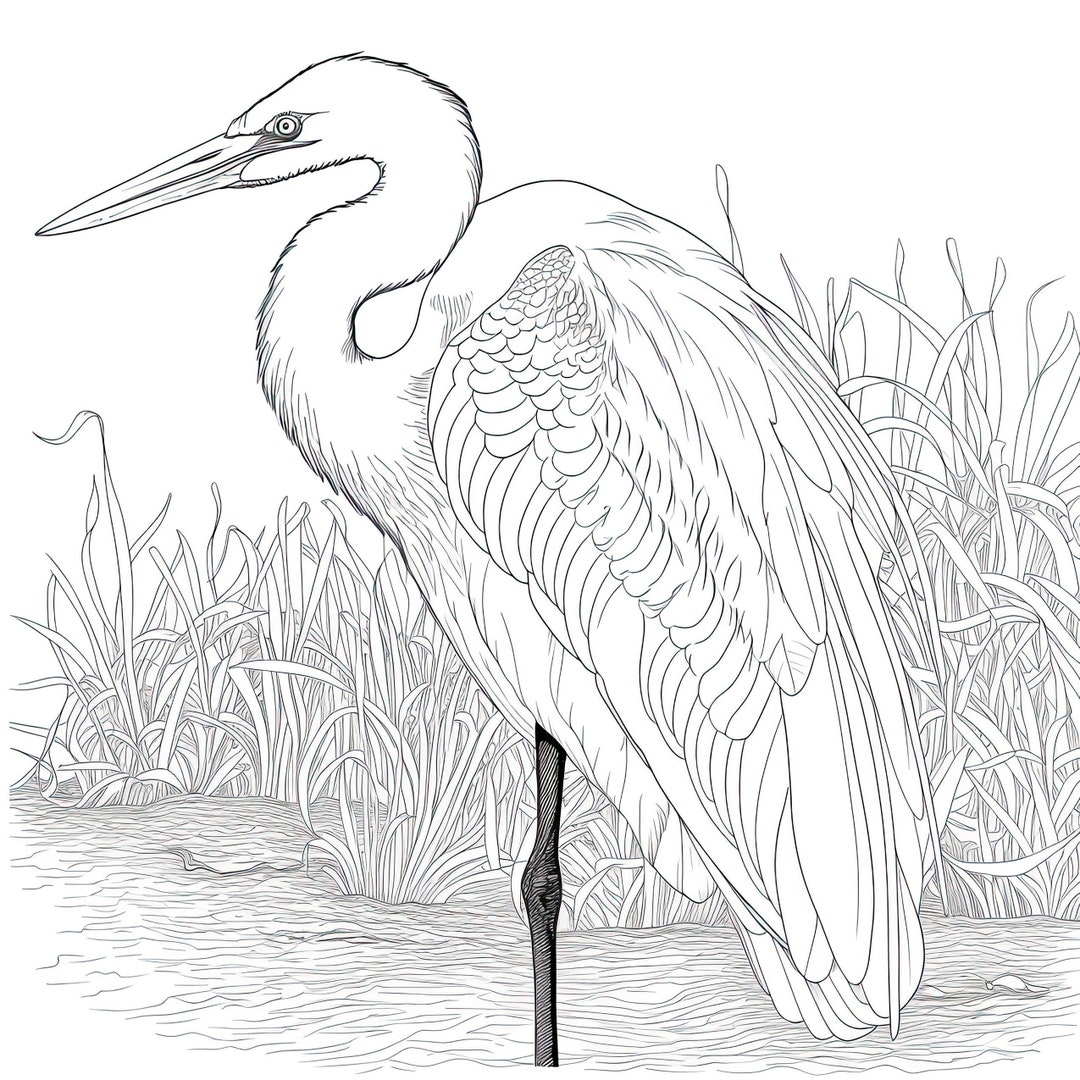 Egret Coloring Book Page Birds Bird Nerd Bird Gifts Fun - Etsy