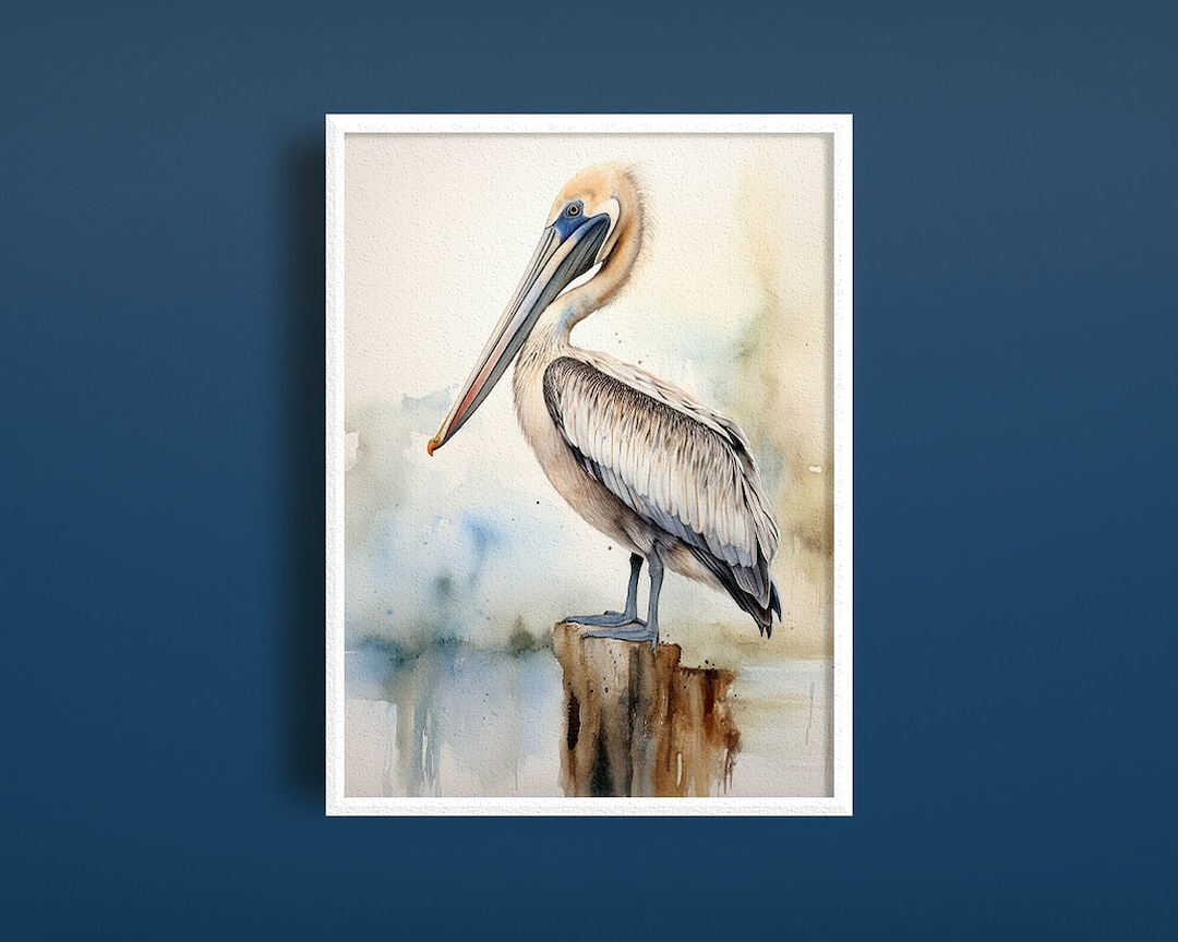 Pelican Watercolor Printable Wall Art Digital Download Bird Print ...