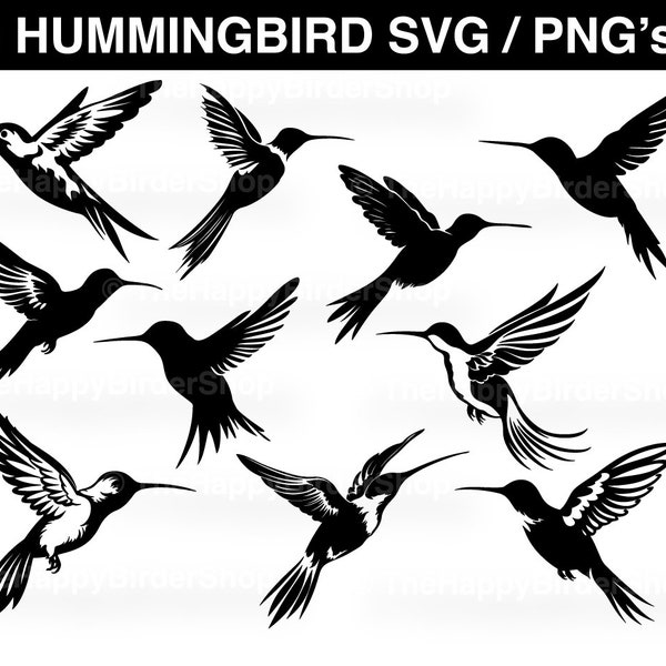 Hummingbird SVG Bundle Bird Silhouette Humming Bird clip art PNG Crafts Clipart Print & Cut