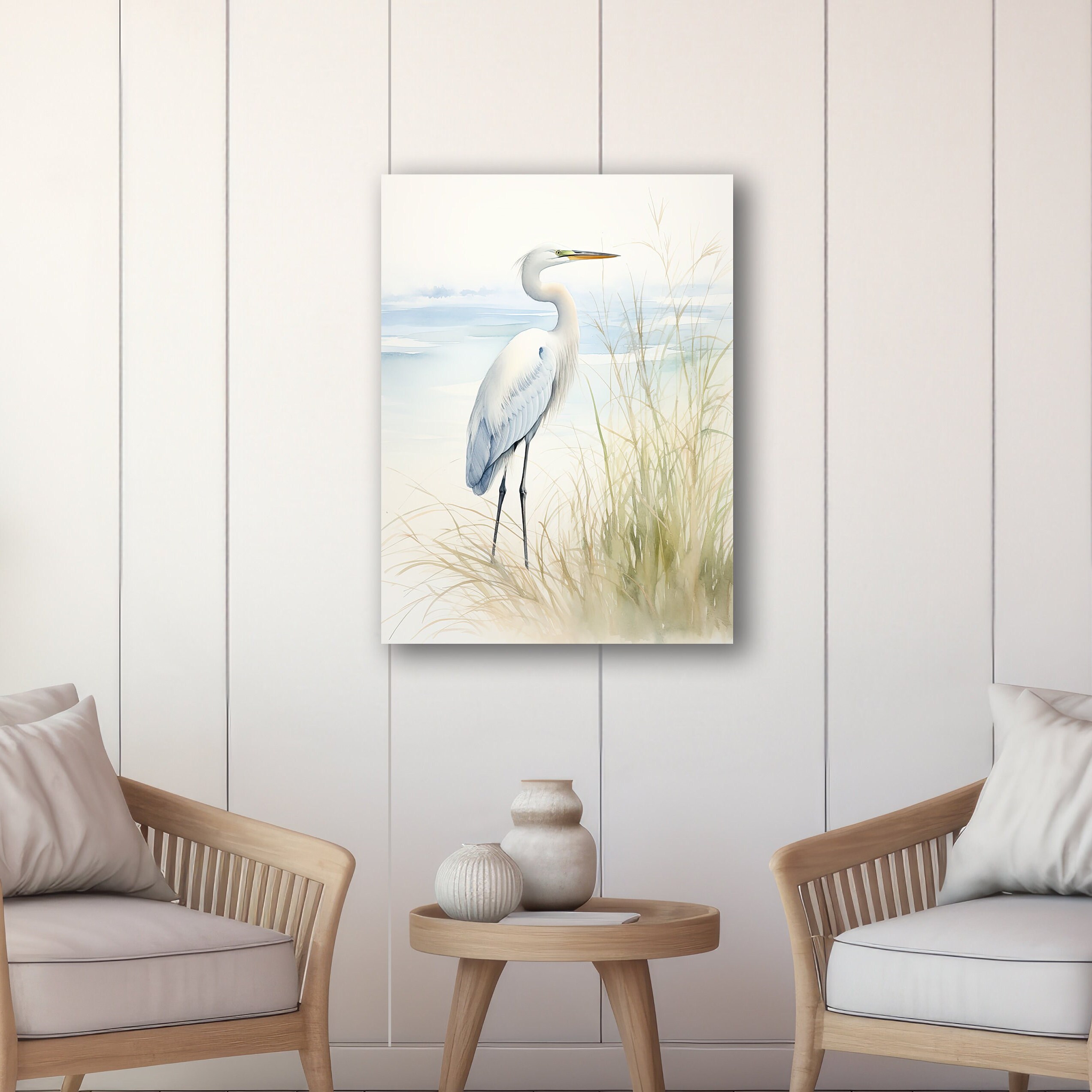 Printable Wall Art Egret Digital Download Heron Art Bird Print Coastal ...