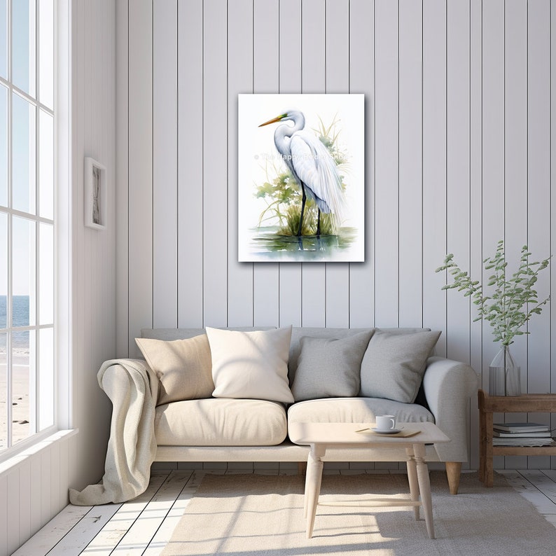 Printable Wall Art Coastal Decor Egret Bird Wall Art Print Decor Heron ...