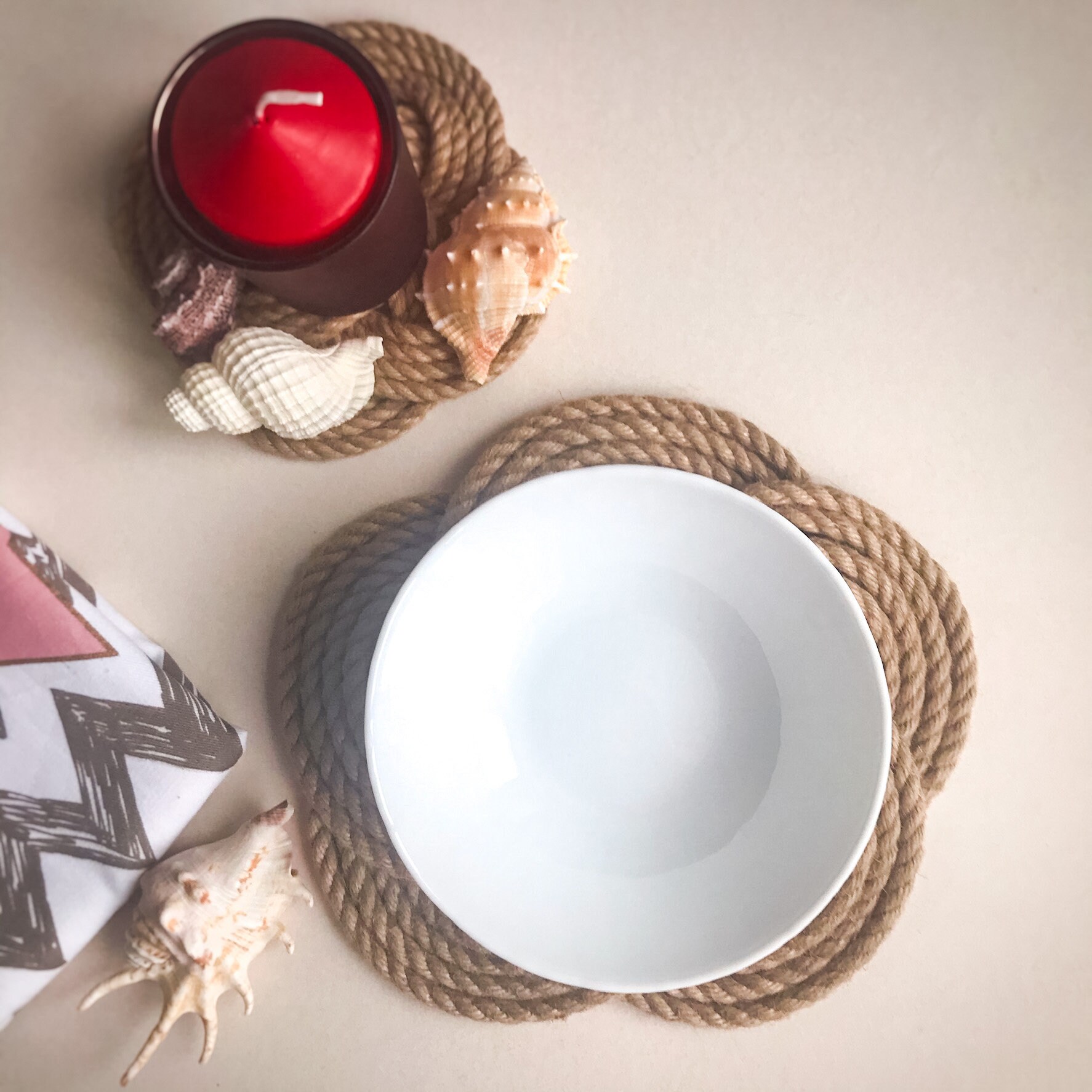 Jute rope placemats set Nautical hot pad Celtic knot placemats Etsy