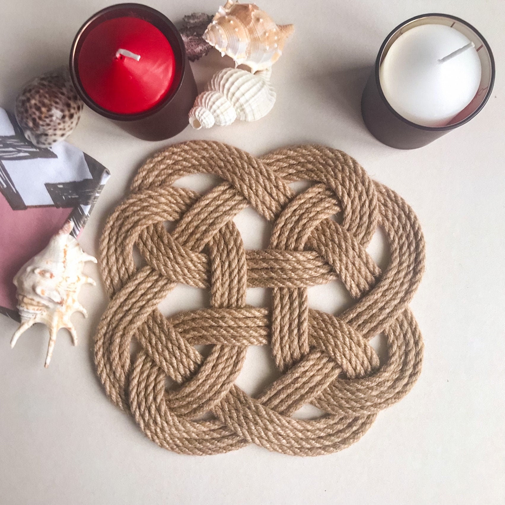 Jute rope placemats Nautical hot pad Celtic knot placemats for Etsy