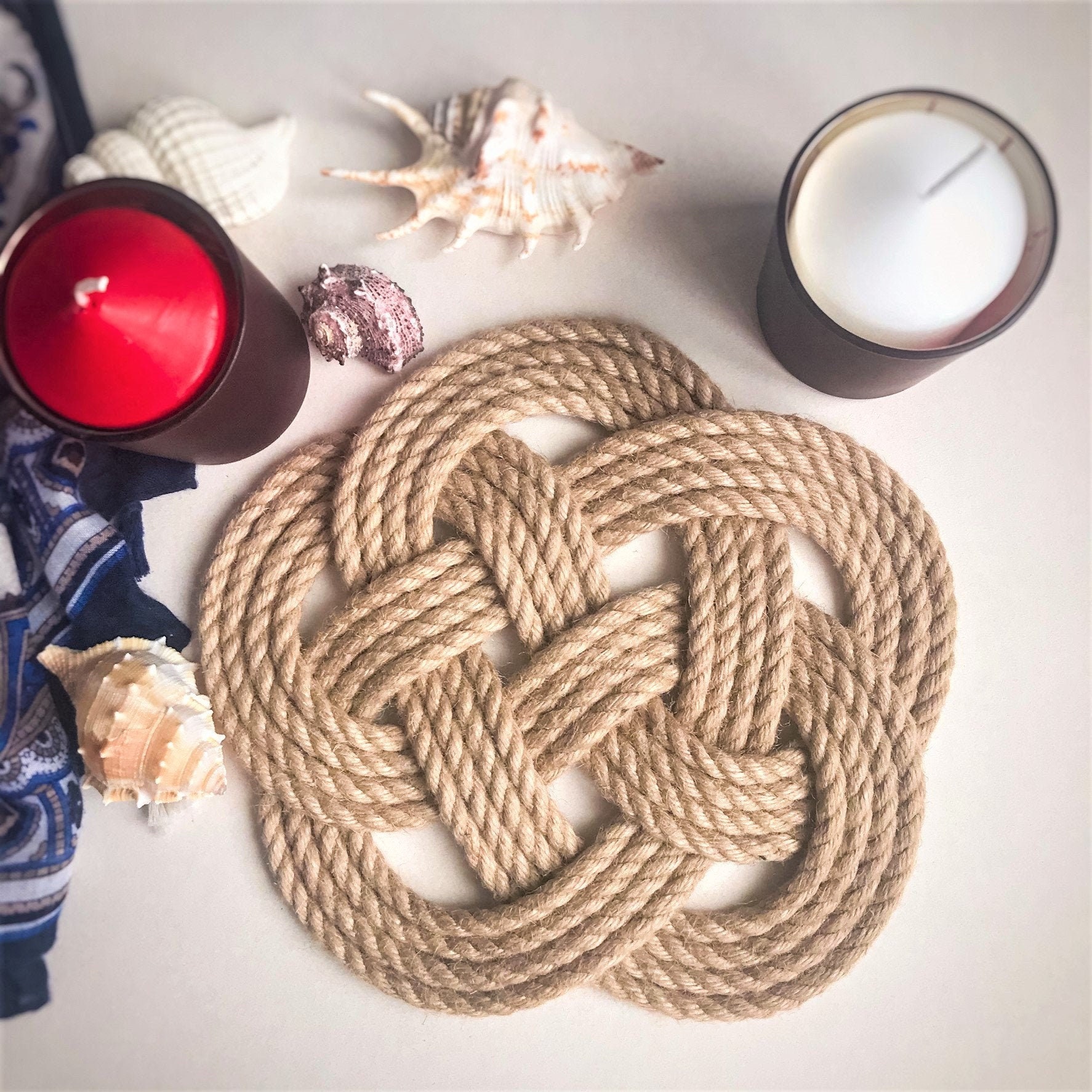 Jute rope placemats set Nautical hot pad Celtic knot placemats Etsy